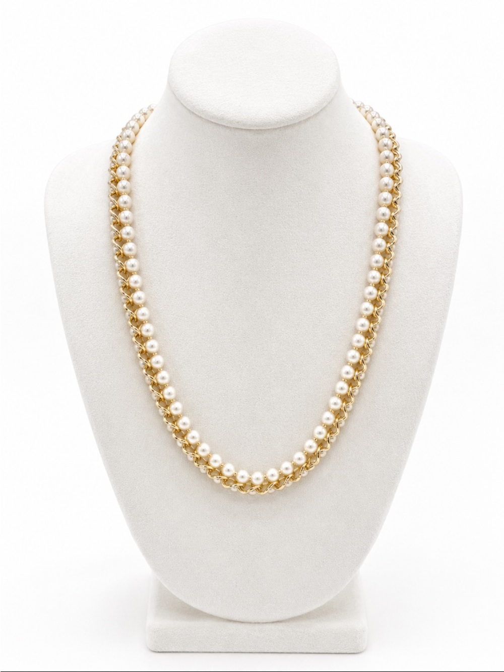 Pearl & Gold-Tone Woven Chain Statement Necklace